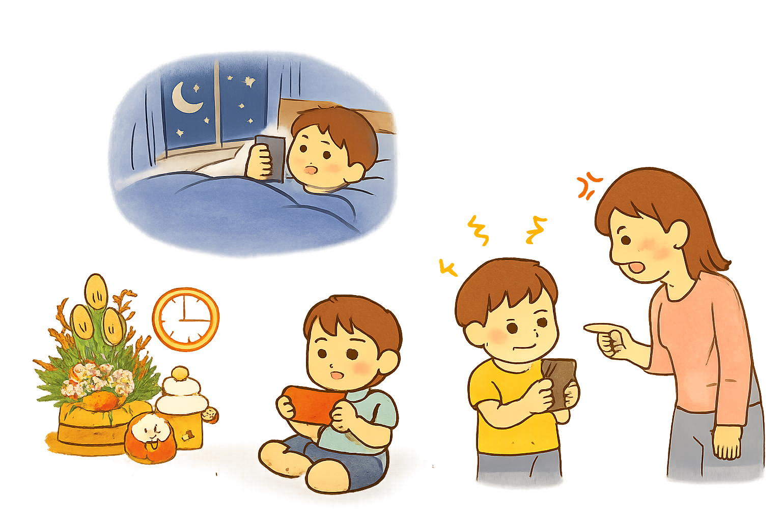 年末年始 スマホ 問題, ゲーム時間 もめる, 子ども スマホ トラブル, ゲーム やめられない 子ども, 環境設計 子育て, 行動科学 子育て, 休み中 スマホ対策