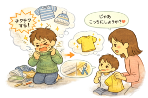 服 嫌がる 子ども, チクチク 服 着ない, 感覚過敏 着替え, 朝の着替え イヤ, 環境設計 育児, 実行機能 感覚, 発達支援 着替え