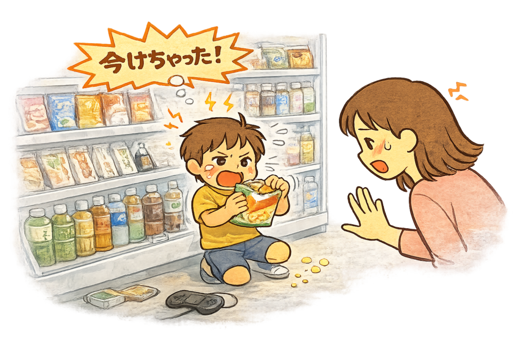コンビニ 商品 開ける 子ども, 子ども 万引き 未遂, 衝動制御 子ども, 発達障害 コンビニ トラブル, 環境設計 育児, ABC分析 子ども