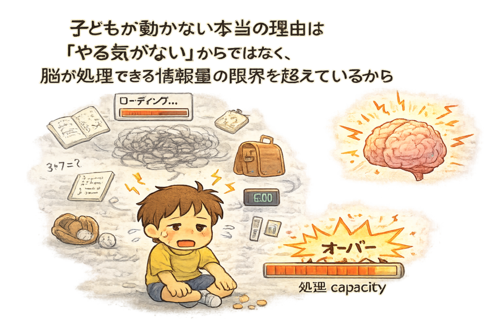 子ども 早くして 言ってしまう, 毎日 怒ってしまう 育児, 子ども 動かない 理由, 実行機能 発達, 環境設計 子育て, 声かけ 逆効果