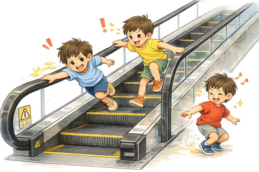 エスカレーター 危ない 子ども 子ども エスカレーター 走る 手すり遊び 危険 行動 発達障害 外出 危険行動 感覚探求 行動 環境調整 子育て